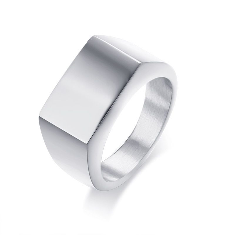 Damenschmuck Mode Einfach Glänzend 18MM Rechteckiger Titanstahl Edelstahlring Kann Laserlogo Sein_voghion.com