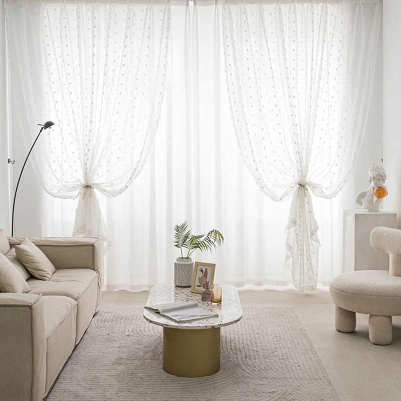 Curtains Polka Dot Wool Balls Light Transmitting Gauze Curtains Iron Ring Special Curtains_voghion.com