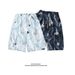 Men's Floral Shorts Quick-Drying Thin Hawaiian Tide Crane Print Five-Point Beach Pants_voghion.com