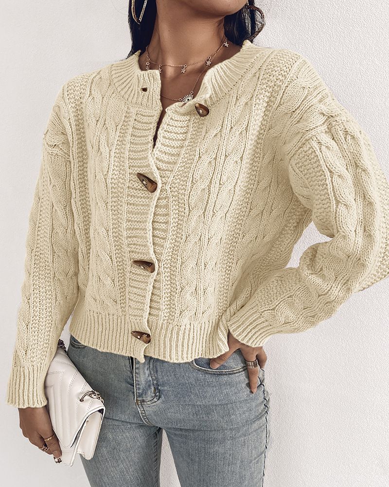 Langärmlige Wolljacke mit Retro-Twist für Damenbekleidung_voghion.com