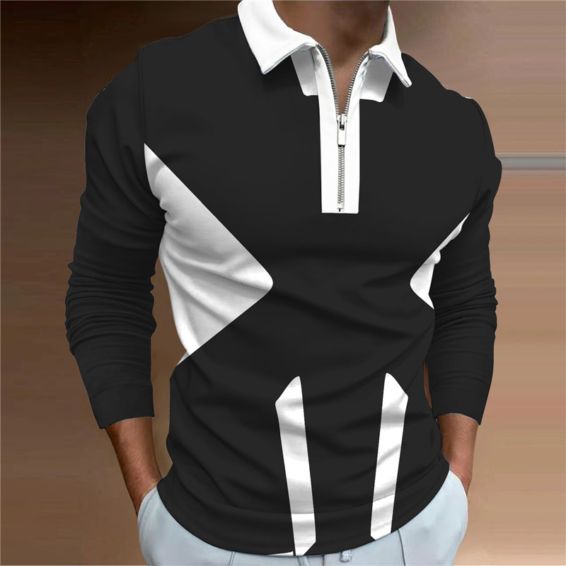 Neue Art und Weise einfaches Herren-Poloshirt lässiger Designer Langarm-Oberteil Herren_voghion.com