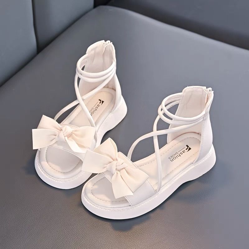 Mädchen Prinzessin Sandalen Neue Sommer Sommer Bogen Heißer Verkauf Mittlere Und Große Kinder Trendy Weiche Unterseite Römischen High Top_voghion.com
