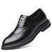 Suitable For All Seasons British Style Korean Version Brogue Carved Leather Business Formal Trendy Men's Casual Pointed Toe Lace-up Wedding Shoes_voghion.com