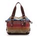Trendy Regenbogen gestreifte Mode Patchwork Damen gewaschen Canvas Tasche_voghion.com