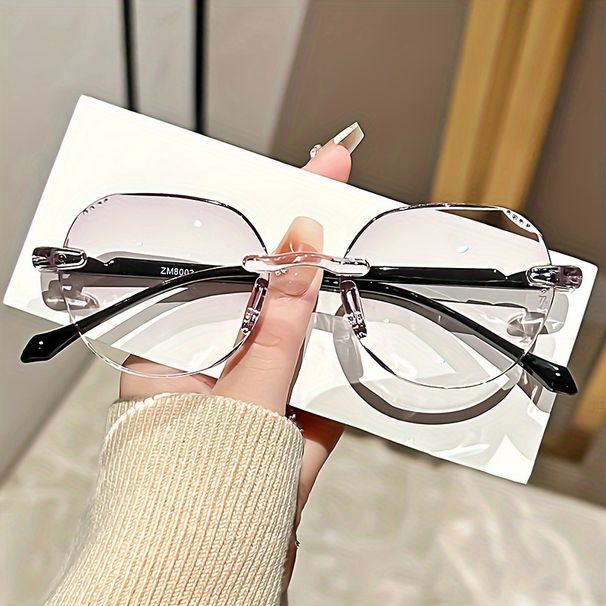 Elegant Geometric Rimless Reading Glasses With Rhinestone Accents, Full Rim Frame, Comfortable Lightweight Design, 1.0 To 3.5_voghion.com