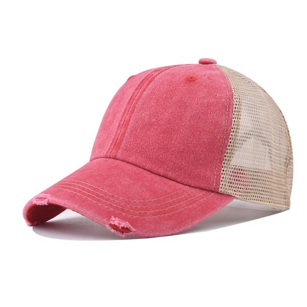 Neue Baseballkappe aus gewaschener Baumwolle im Used-Look, vielseitig und individuell für den Außenbereich geeignet, einfarbige Netzkappe für den Sommer_voghion.com