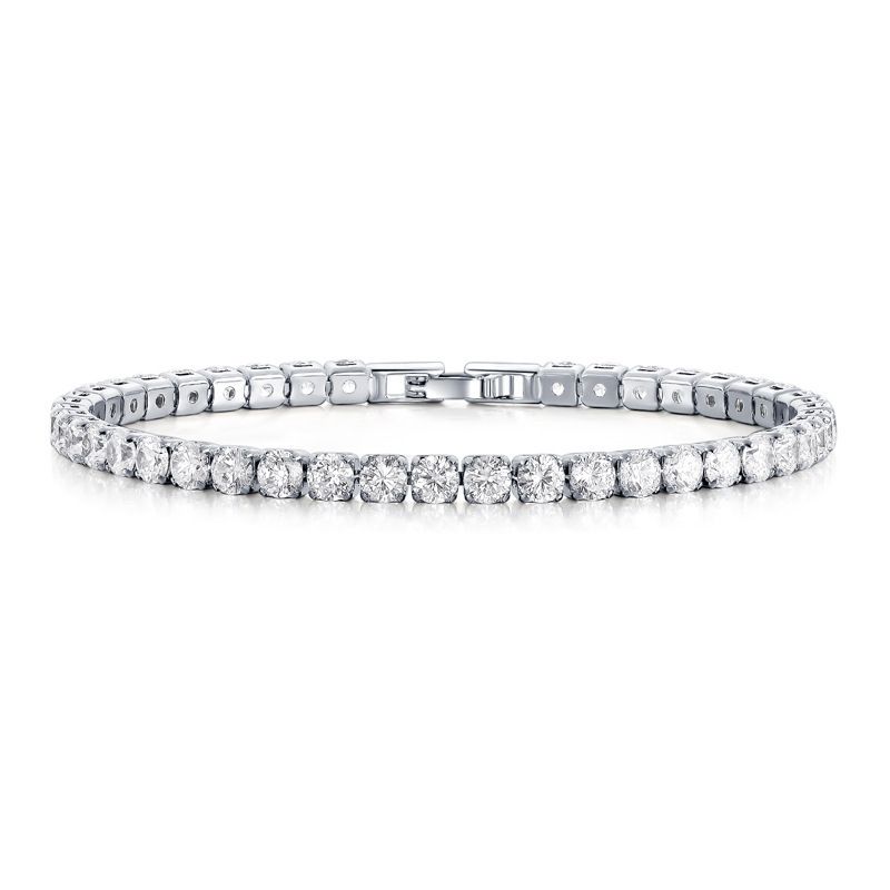 Pulsera de tenis de circonita de 4 mm personalizable de hip hop para hombre y mujer, sencilla y moderna, galvanizada._voghion.com
