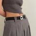 Instagram style metal circular small buckle PU decorative black niche belt for versatile use_voghion.com