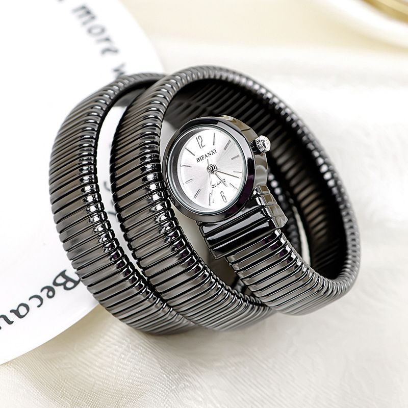 Women's Elegant High-end Quartz Snake-shaped Wrapped Three-circle Bracelet Watch_voghion.com