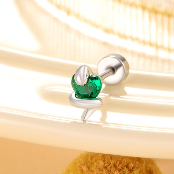 Orecchini a forma di serpente multicolore Henson con zircone, a doppia testa, con asta a vite in acciaio al titanio, orecchini di nicchia di alta qualità_voghion.com