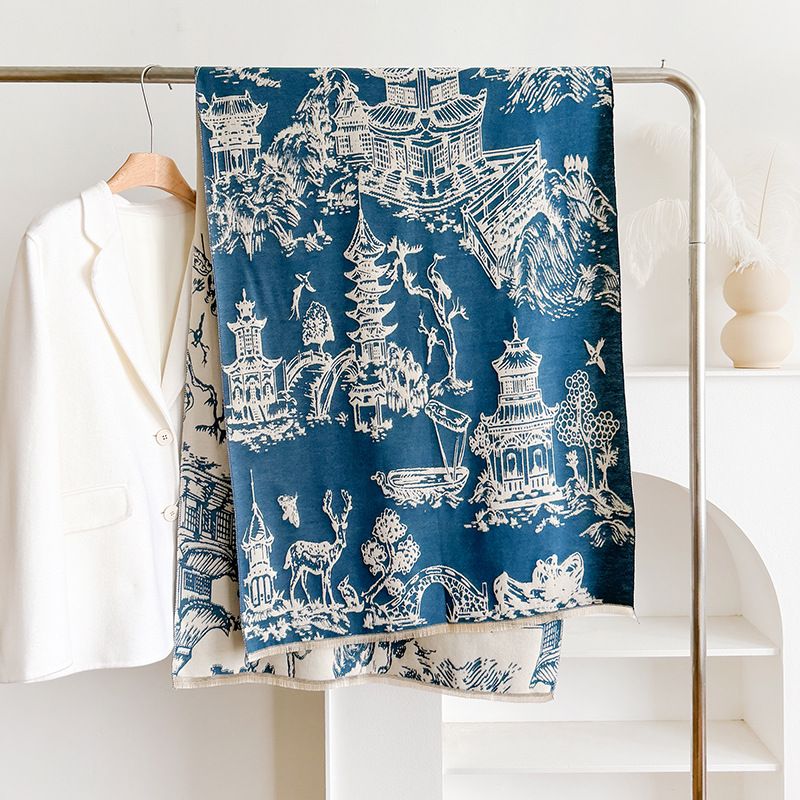 2024 Nuovo colore versatile Cotrastig Autum ad Double face Sciarpa in cashmere imitazione, scialle caldo di lusso Witer per_voghion.com