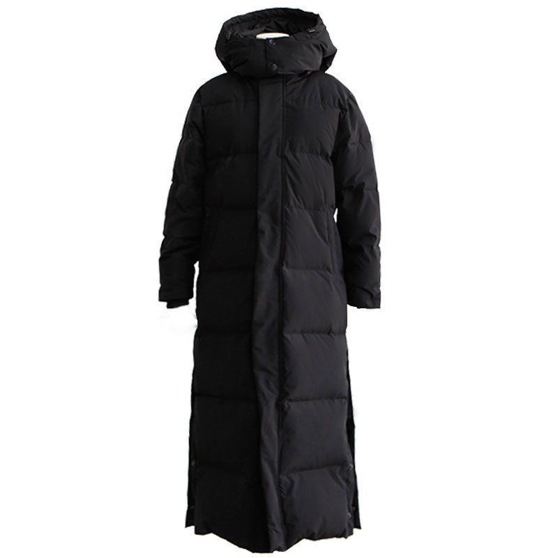 Piumino extra lungo da donna in stile coreano – Giacca invernale alla caviglia in nero (S-3XL), imbottito in piumino biologico, vestibilità oversize_voghion.com