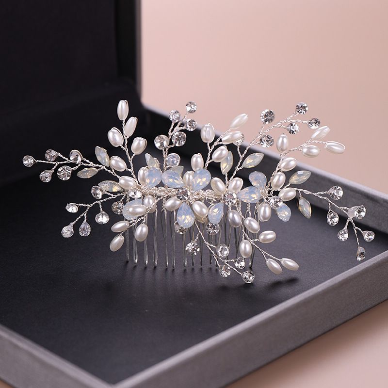 Hair Comb New Crystal Hair Comb Pearl Rhinestone Hair Comb Hair Comb Insert Comb Bridal Headdress_voghion.com