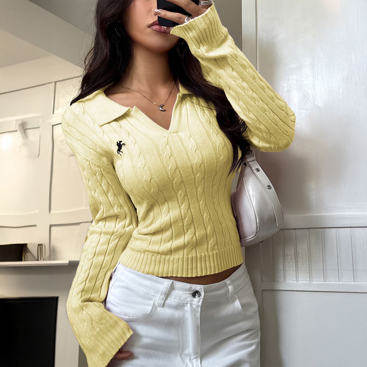 Y2K Women's Wool Blend Sweater - Long Sleeve Retro Pullover For Casual & Street Style_voghion.com