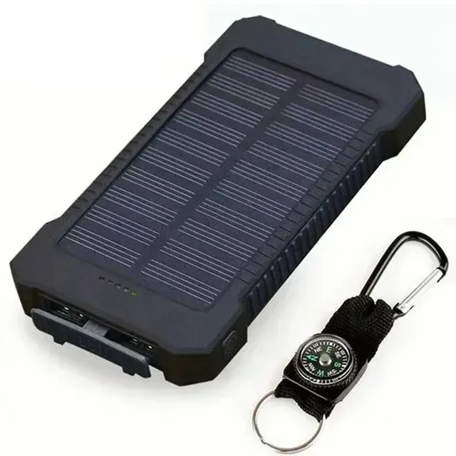 Power Bank solare da 10000 mAh, ultra-capacità, impermeabile, portatile, per esterni, con LED, batteria esterna per iPhone e Samsung._voghion.com