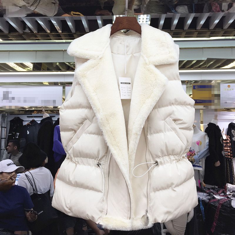 Women's Clothing 2024 Feather Cotton Vest Women's Autumn and Winter New Style Plush Thickened Outerwear Vest Middle Long Lambswool Vest Jacket_voghion.com