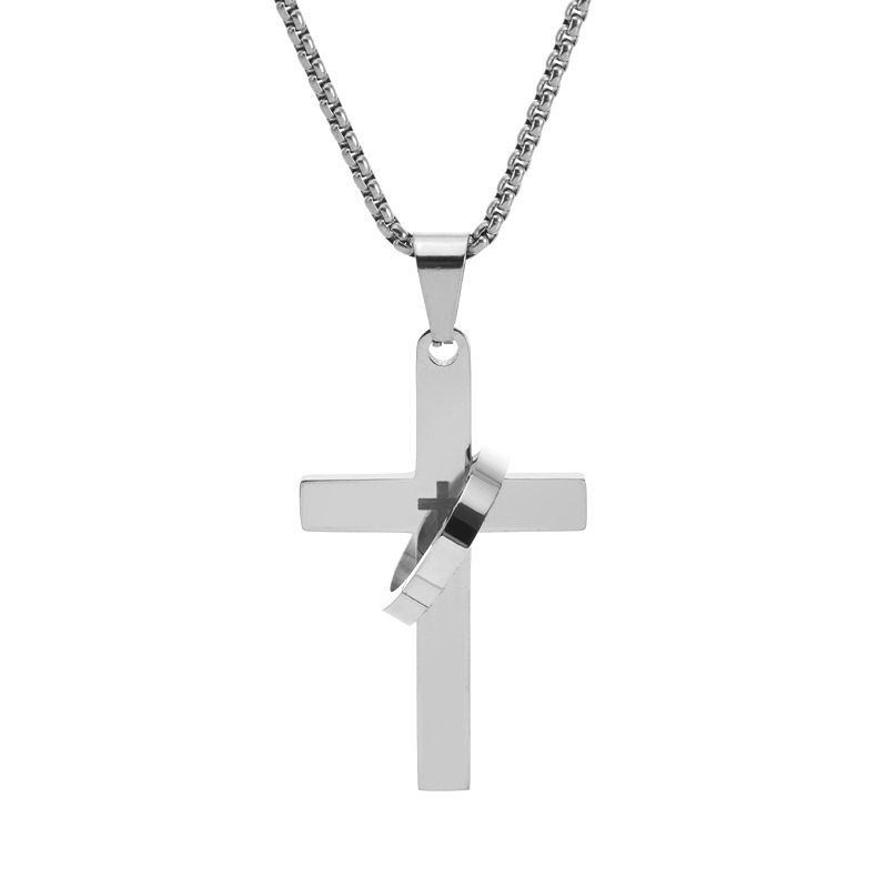 Men's Jewelry Stainless Steel Personality Cross Necklace Hip Hop Long Pendant Accessories_voghion.com