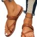 Summer Women's Wide Width Flat Sandals - Gladiator Beach Shoes With Breathable Design_voghion.com
