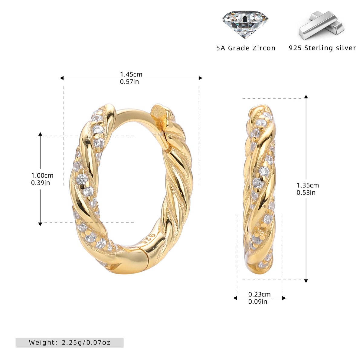 Orecchini a cerchio intrecciati minimalisti da donna in argento sterling 925 con placcatura in oro/platino, leggeri e versatili per l'uso quotidiano._voghion.com
