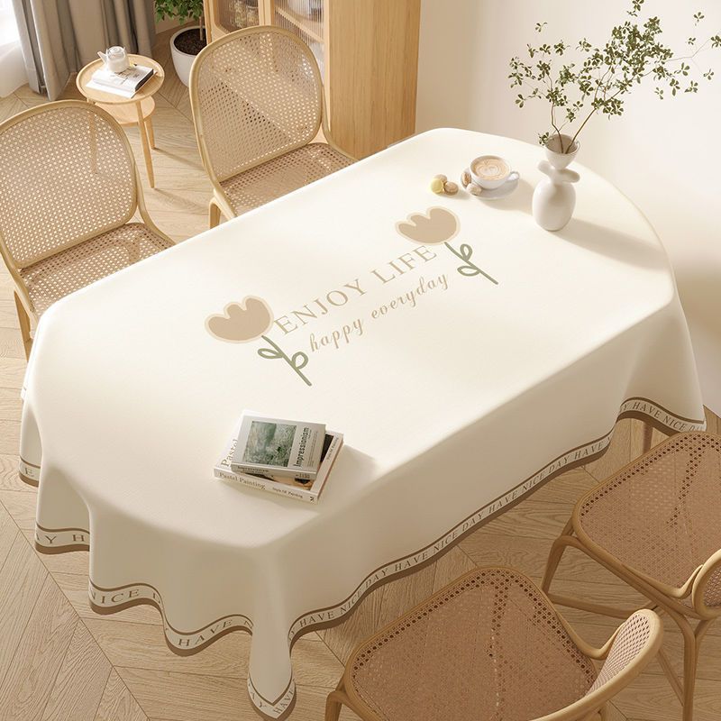 Mantel ovalado impermeable, resistente al aceite, resistente a quemaduras y lavable de PVC con mantel impermeable de estilo nórdico con un tacto premium._voghion.com