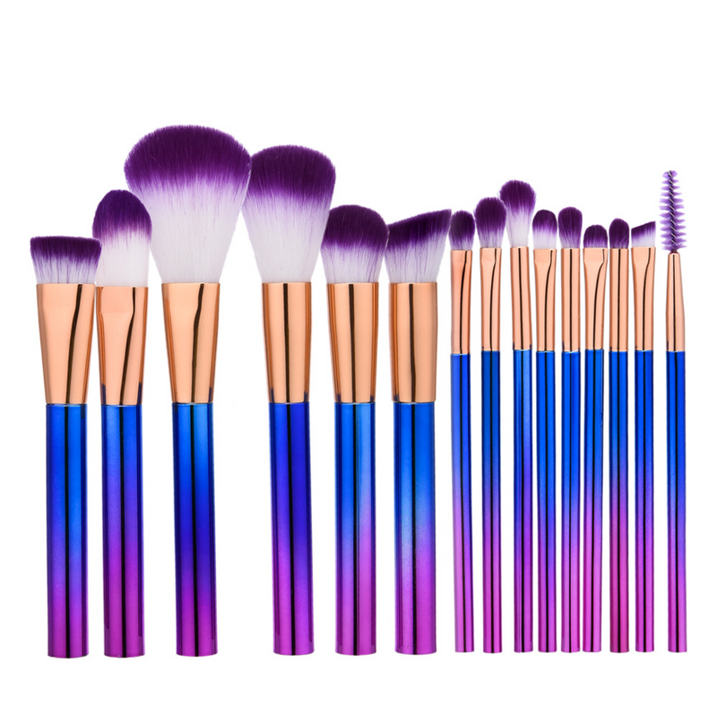 Set di 15 pennelli per il trucco, strumenti per il trucco, pennelli per fondotinta, GUJHUI Yuncai_voghion.com