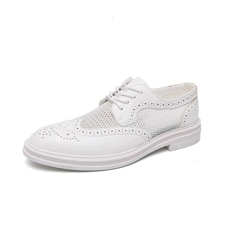 Sapatos sociais masculinos Oxfords de couro envernizado Sapatos sociais Mocassins clássicos Sapatos derby formais para homens_voghion.com