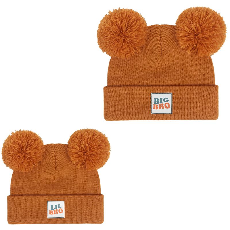 Bonnet tricoté pour enfant Bonnet en laine tricotée fine pour bébé, joli bonnet à double boule_voghion.com