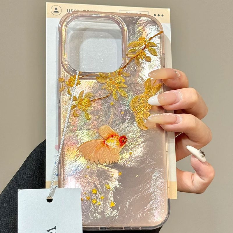 Ins New National Style Good Luck Koi 15/14 Phone Case 13/12 Straight Edge 11/XR Soft 7 8P Trendy XS_voghion.com