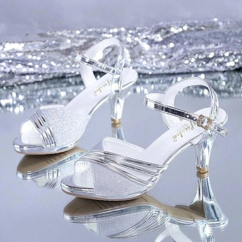 2024 Peep Toe Hoge Hakken Vrouwen Sandalen Mode Dames Zomer Schoenen Merk Spike Hakken 6 cm Goud Zilver_voghion.com