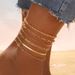 new multi layer beach chain anklet set 6 piece set stacking snake bone chain round bead chain foot ornaments_voghion.com
