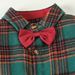 New Boys' Fashionable Checkered Suit with Bow Collar Strap Pants Set, Two Piece Set for Small and Medium sized Children_voghion.com