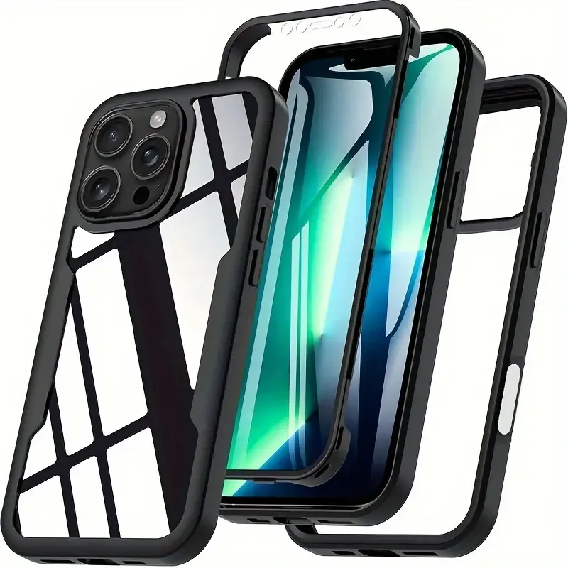 360° Full Body Screen Protector Case For iPhone 16 15 14 13 12 11 X XR XS 7 8 Plus SE 2 PC+TPU Hybrids Shockproof Cover Fundas_voghion.com