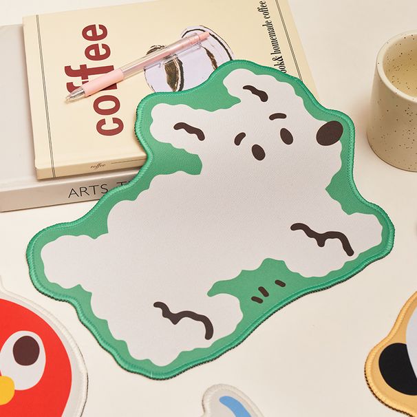 Tappetino per mouse in gomma con bordo di bloccaggio, originale Pumzika, con stampa di un simpatico cucciolo a forma di cartone animato_voghion.com