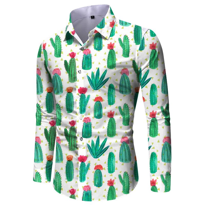 2023 Fashion casual geometric print men's floral pattern shirt_voghion.com