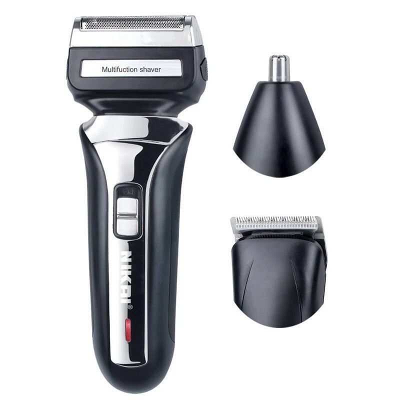 3 em 1 multifuncional recarregável facial barbeador elétrico para homens barba barbear nariz aparador barbeador_voghion.com