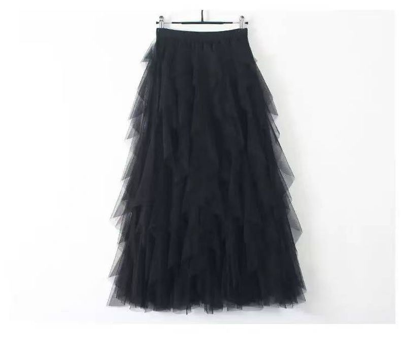 TIGENA Tutu Tulle Long Maxi Skirt Women Fashion 2023 Korean Cute Pink High Waist Pleated Skirt Mesh Female Lady Aesthetic Faldas_voghion.com