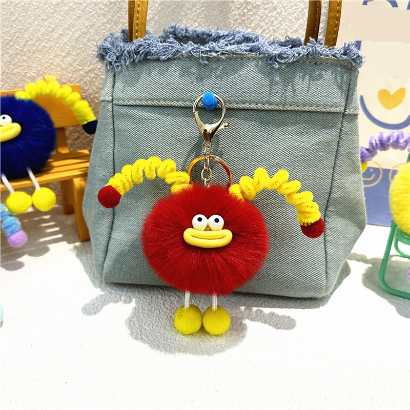 Bag Charm Cartoon Keychain Cute Sausage Mouth Net Red School Bag Pendant Plush Doll Key Chain Pendant Small Gift_voghion.com