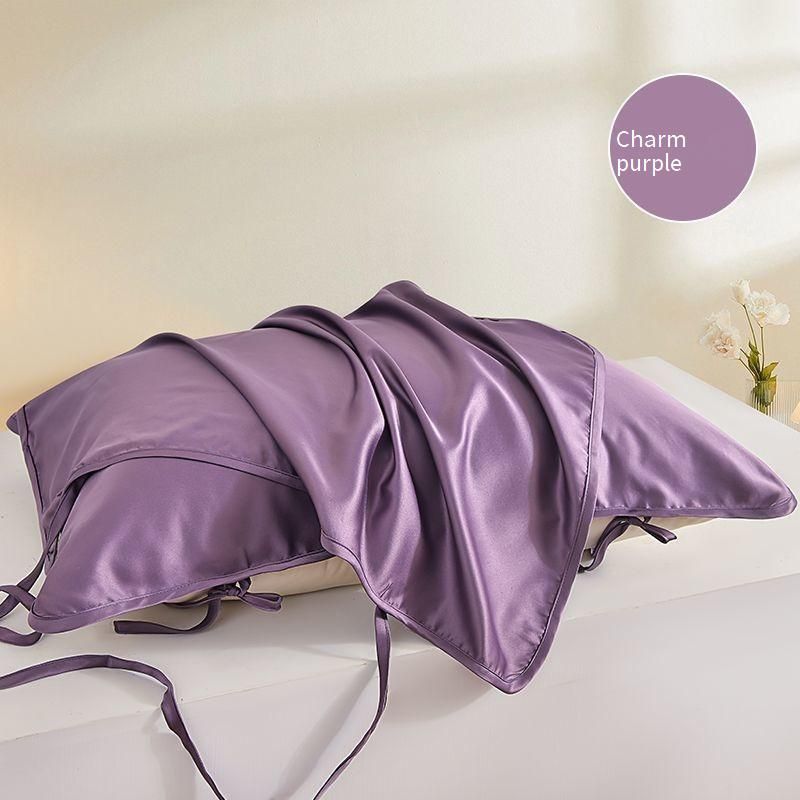 Washable Silk Pillowcase - Summer Cooling & Ultra-Smooth (Elastic Band, Single Size, Multiple Solid Colors Available)​_voghion.com