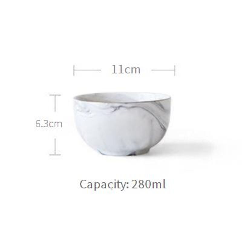 Nordic Style Ceramic Dinnerware Set - Single Serving Marble Pattern Bowls & Plates With Gold Trim Minimalist Home Tableware​_voghion.com