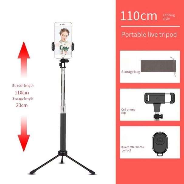 Multi-Function Phone Tripod Stand - Extendable 1.6m Bluetooth Selfie Stick With Ring Light & Remote For Live Streaming/Movies_voghion.com