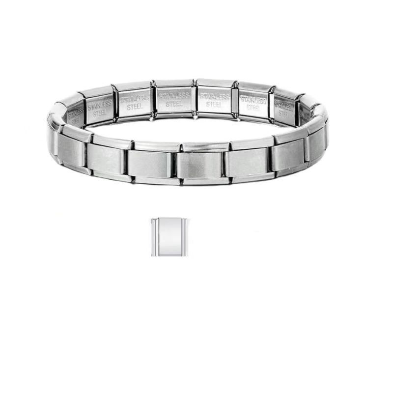 Braccialetto modulare italiano in acciaio inossidabile alla moda, fai da te, con cinturino elastico, catena, versatile e alla moda._voghion.com