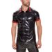 Herrenbekleidung Lederhemd Kurzarm Revers T-Shirt Top Herren sexy weiche matte Lederweste helles Leder Kurzarm_voghion.com