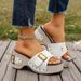Women's Shoes Large Size 43 Square Heel Thick Sole Heightening Style One Strap Sandals Summer Buckle Rivet Women's Shoes_voghion.com