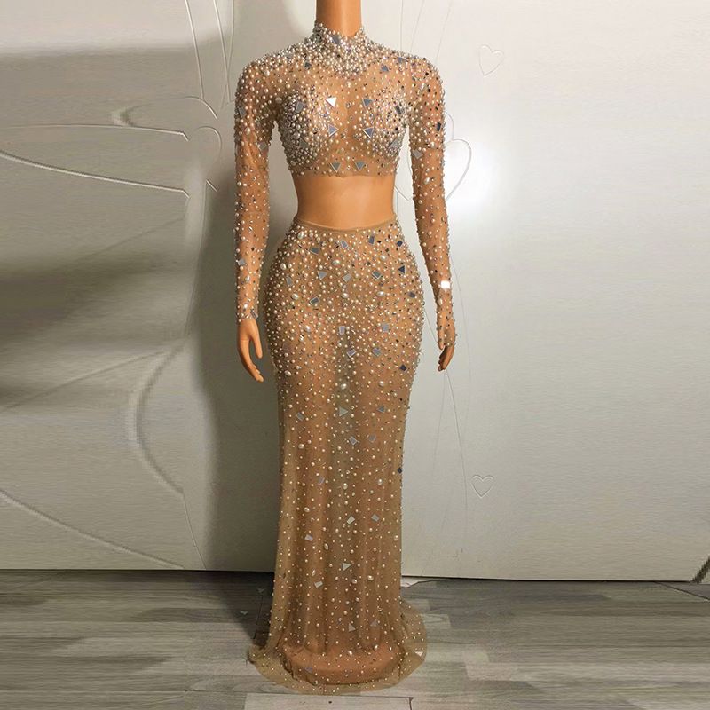 NOVANCE2024 Novo vestido de noiva longo e elegante com pérolas brilhantes e luxo feminino_voghion.com
