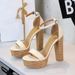 Women's Elegant Strappy Open-Toe High Heel Sandals With Chunky Heel & Platform Black Brown White Sizes 34-40 Super High Heel Waterproof Platform Shoes_voghion.com