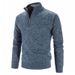 Autumn Winter Thick Knitted Solid Color Zipper Mock Neck Slim Fit Knit Sweater Men Casual Pullover Man_voghion.com