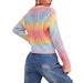 2024 new women's gradual tie dyed Fried Dough Twists hollow short cardigan sweater_voghion.com