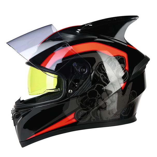 Elektromotorradhelm fir Männer a Fraen, Vollhelm-Perséinlechkeet, Cool Summer Rider Motorrad mat Bluetooth_voghion.com