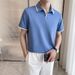 Summer Men's New Men's Short-sleeved Polo Shirt Fashionable Mulberry Silk V-neck Trim Color Matching Men's Lapel POLO_voghion.com