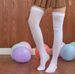 80d Velvet Long Tube Stockings, White Knee Length Lace Socks, Jk Women's Autumn Thigh Socks_voghion.com